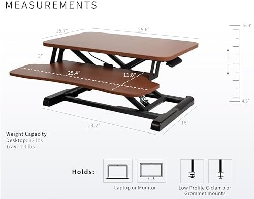 VIVO Dark Walnut 26 in Standing Desk Converter, DESK-V026KA - Image 3