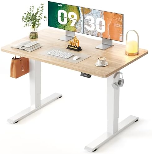 CubiCubi Electric Height Adjustable Standing Desk 48x24 Inch, Light Walnut by CubiCubi