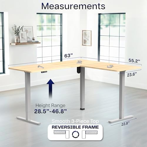 VIVO Light Wood 63 x 55 in Corner Standing Desk, DESK-E3CTGC - Image 5