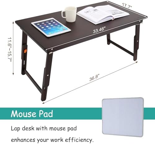 Nnewvante Large Size Floor Desk, Folding Low Coffee Table, Black Walnut - Image 3