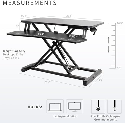 VIVO Black 26 in Standing Desk Converter, DESK-V026KB - Image 3