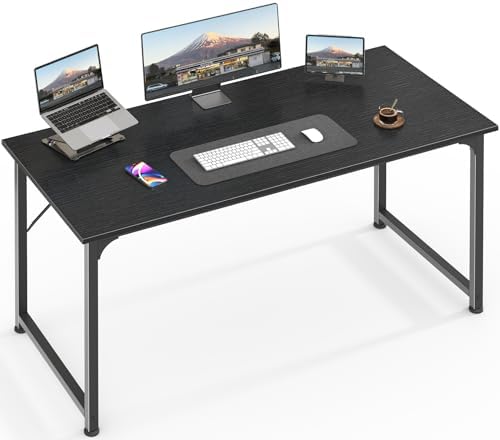 Huuger 48 Inch Office & Gaming Desk with Storage, Modern Simple Design, Large Legroom, Black Metal Frame by Huuger