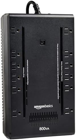 Amazon Basics UPS Battery Backup & Surge Protector, 800VA/450W, 12 Outlets, Standby Uninterruptible Power Supply, Compact, Black by AmazonBasics