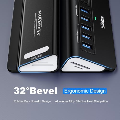 Powered USB Hub 10Gbps, intpw YH6AC Plus 10-Port USB 3.2 Hub(USB A/USB C 3.2+3 USB-A 3.0+2 PD 45W Fast Charging Ports+SD/TF Card Reader), 65W Power Adapter,Aluminum USB HUB for PC/Laptop,iPhone 17/16 - Image 6