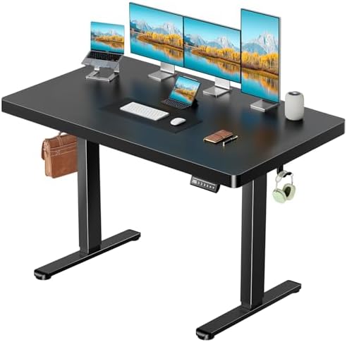 Marsail 63 x 30 Electric Standing Desk with One-Piece Desktop, Sit Stand Desk with Thickened Tabletop, Height Adjustable Stand Up Desk with Cable Management for Home Office(Frame+Desktop, 2 Packages) by Marsail