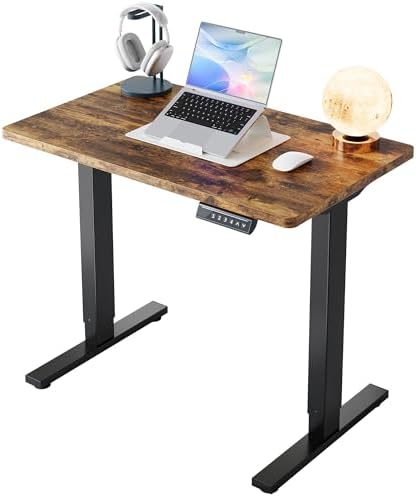 HUANUO 32x19 Inch Small Electric Standing Desk, Adjustable, Rustic Brown by HUANUO