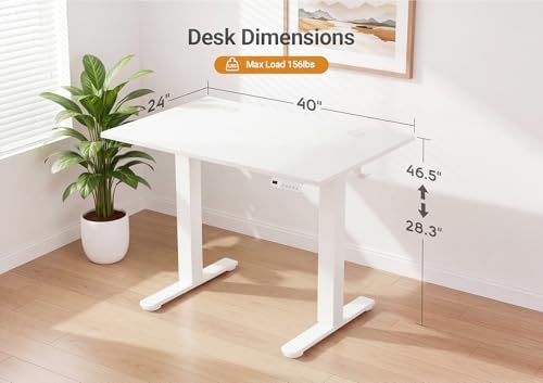 YDN Electric Standing Desk, 40x24 Inch, White - Image 3