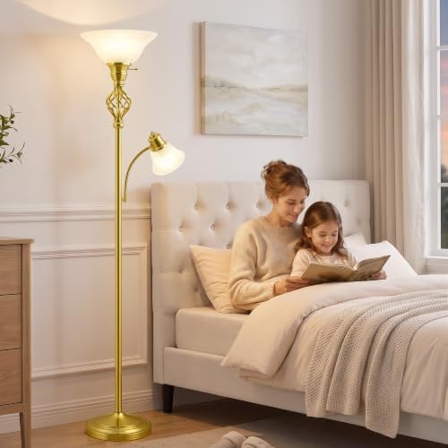 GyroVu Torchiere Floor Lamp for Living Room, LED Standing Reading Light - Image 7