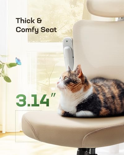 Marsail Ergonomic Office Chair: Office Computer Desk Chair with High Back Mesh and Adjustable Lumbar Support Rolling Work Swivel Task Chairs with Wheel 3D Armrests and Headrest (White) - Image 5