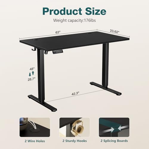 Sweetcrispy Electric Standing Desk, Computer Desk, 63x24 Inch - Image 3