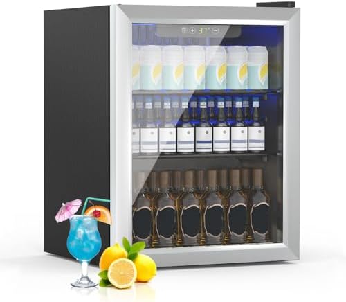 Erivess 1.7 Cu Ft Mini Fridge, 76 Cans Freestanding Beverage Refrigerator by Erivess