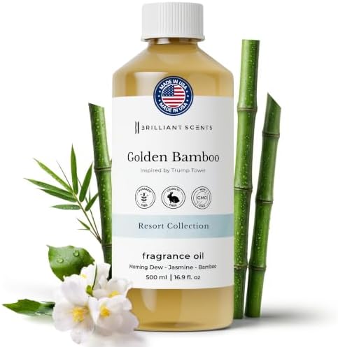 Brilliant Scents Golden Bamboo Fragrance Oil for Diffuser, 500ml - Inspired by Trump Tower Hotel Scent - Premium Home & Hotel Essential Oils for Waterless & Cold Air Diffuser, USA Made by BrilliantScents
