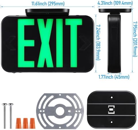 TORCHSTAR 12-Pack Green Letter LED Exit Sign with Battery Backup, Black - Image 6