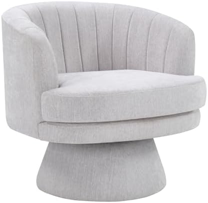 CANMOV Swivel Accent Chair with Armrest, Modern 360 Degree Swivel Barrel Chair with Curve Back and Soft Cushion,Comfy Fabric Round Armchair Single Sofa for Living Room,Bedroom,Waiting Room,Grey - Image 3