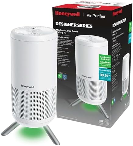 Honeywell HEPA Air Purifier for Home, 900 Ft² Rooms in 1 Hour, Designer Series, Auto Mode, UltraQuiet Tech, HEPA Filter Reduces Dust, Pollen, Pet Dander, Smoke, Odors, White, HPA830W by HoneywellPluggedIn