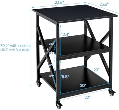 Fannova 23.6"x23.6"x30.1" Large Printer Stand with Adjustable Storage Shelf - Image 3