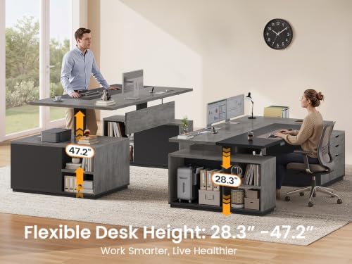 SEDETA 77.1" Executive Large Electric Standing Desk, Grey - Image 3