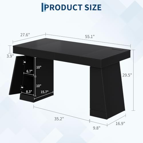 55" Executive Desk with Power Outlet, Storage Cabinet - Image 2