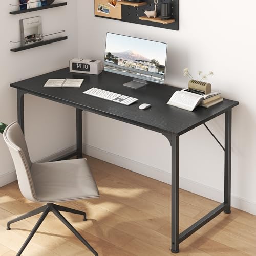Huuger Modern Simple Office Desk, 40 Inch Gaming Desk with Storage, Black Metal Frame, Large Legroom - Image 6