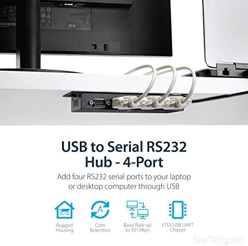 StarTech 4-Port USB to Serial RS232 Hub, Industrial, TAA (ICUSB2324I) - Image 2