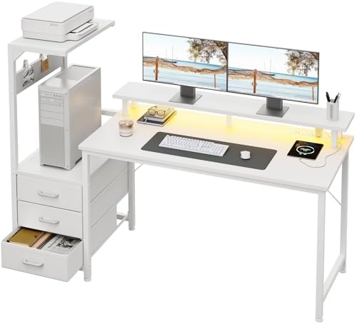 AODK Gaming Computer Desk w/PC Showcase Stand, 59" Reversible, RGB LED by AODK
