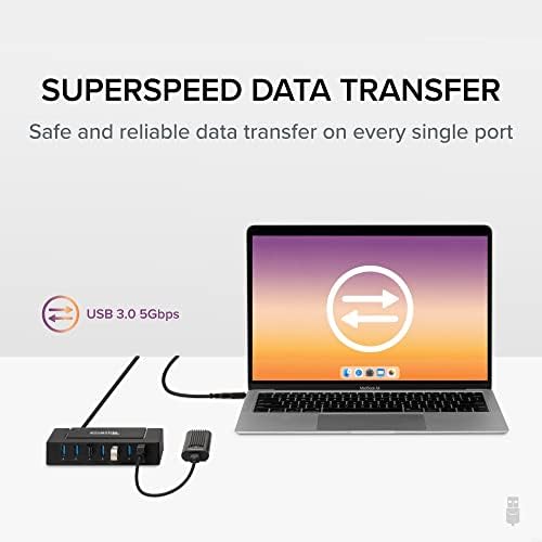 Plugable 7-in-1 USB Powered Hub for Laptops with USB-C or USB 3.0 - Power Station for Multiple Devices and Data Transfer with a 60W Power Adapter, Driverless - Image 5