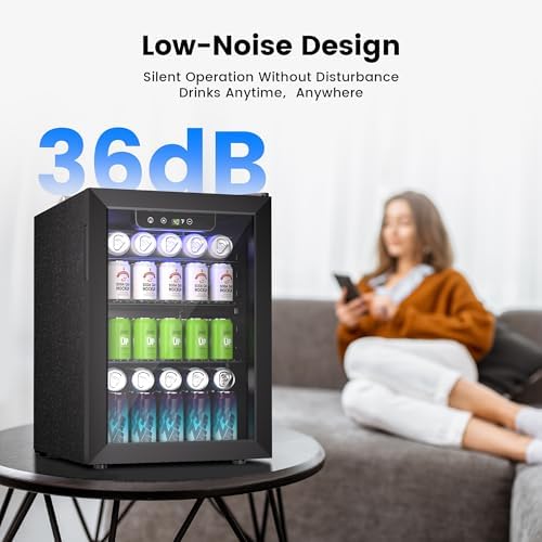 Feelfunn 2.6CuFt Beverage Refrigerator, 95 Can Mini Fridge with Glass Door - Image 6