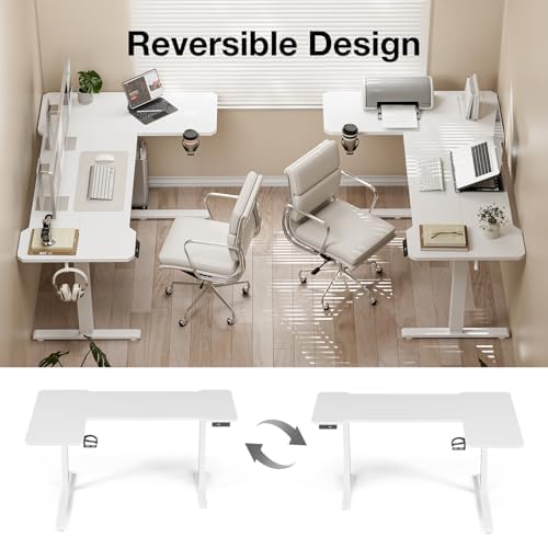 Acrolix L Shaped Electric Standing Desk,71x43.5 Reversible,White - Image 4