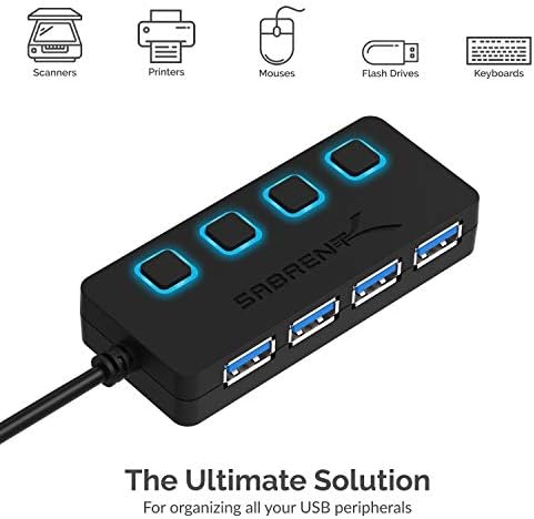 SABRENT 4-Port USB 3.0 Hub with Individual Power Switches (HB-UM43) - Image 5