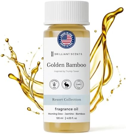 Brilliant Scents Golden Bamboo Fragrance Oil for Diffuser, 120ml - Inspired by Trump Tower Hotel Scent - Premium Home & Hotel Essential Oils for Waterless & Cold Air Diffuser, USA Made by BrilliantScents