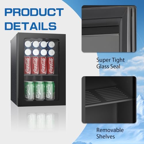 Erivess Compact Freestanding Beverage Refrigerator Cooler, 26 Can/0.65Cu Ft - Image 4