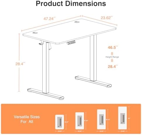 Sweetcrispy Electric Standing Desk, Computer Desk, 48x24 Inch - Image 3