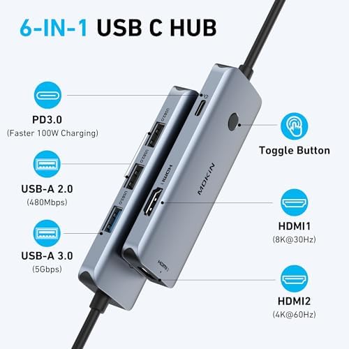 MOKiN USB C Docking Station 2 HDMI with 100W PD for HP/Dell Laptop - Image 2