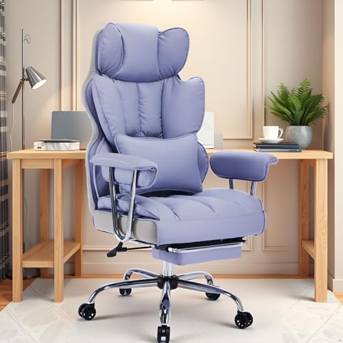 Efomao Big and Tall Office Chair 440LBS, Purple Heavy Duty Executive Chair with Footrest, Ergonomic Desk Chair for Home Office, Wide Computer Chair by OFFICECHAIR