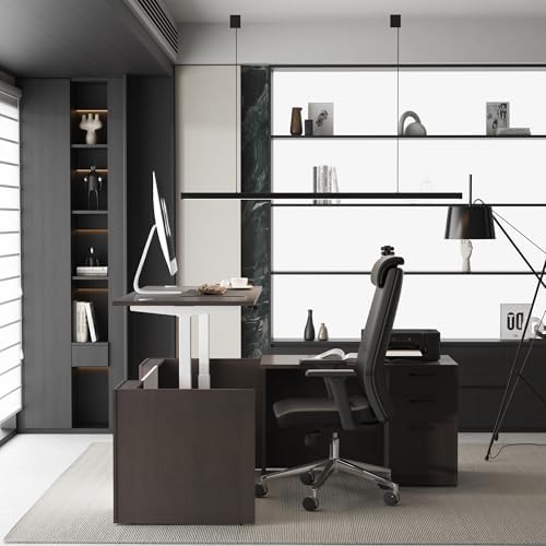 Adjustable Height Executive Standing Desk | Dual Motor Electric Sit-Stand Workstation with 4 Memory Handsetctric Sit-Stand Desk with Lockable Storage (1, L-Shape- Khalba Oak) - Image 5