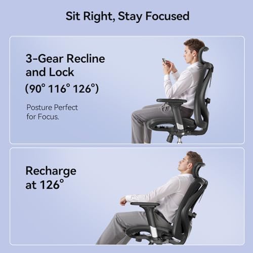SIHOO M57 Ergonomic Office Chair, Mesh Back Desk Chair with 3D Armrests - Image 7