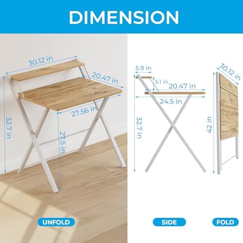 GreenForest Folding Desk No Assembly, Sturdy Computer Desk for Small Spaces - Image 3