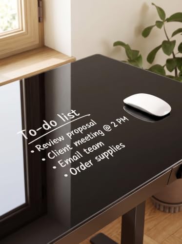 Marsail 48 x 24 inch Glass Standing Desk with Drawer Storage, Matte Black - Image 5