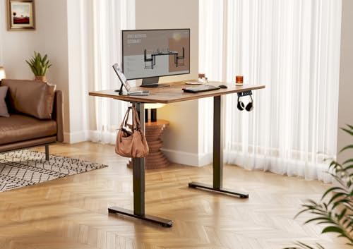 YDN 32 x 19 Inch Rustic Brown Electric Standing Desk - Image 2