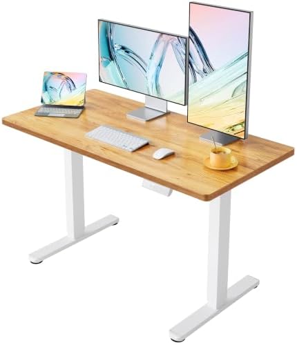 HUANUO 40x24 Inch Electric Standing Desk, Adjustable, Light Vintage Brown by HUANUO