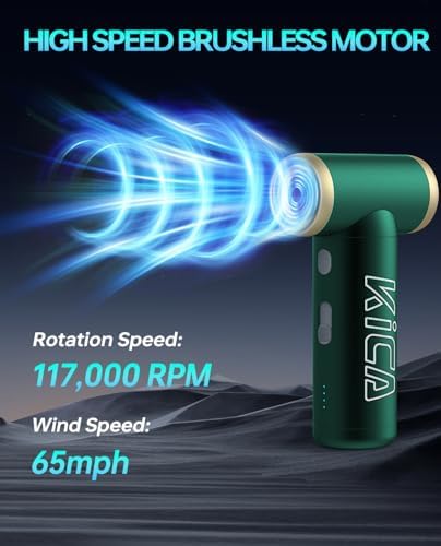 KiCA Jet Fan 2S Electric Air Duster - 117000RPM Rechargeable Duster(Green) - Image 3