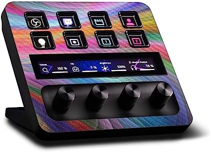 MightySkins Carbon Fiber Skin Compatible with Elgato Stream Deck + - Rainbow Waves | Protective, Durable Textured Carbon Fiber Finish | Easy to Apply, Remove, and Change Styles | Made in The USA by MIGHTY+SKINS
