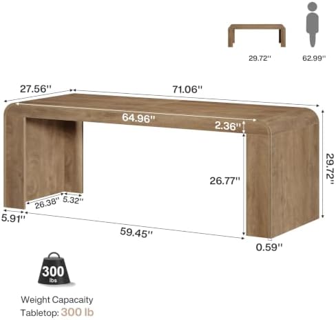 Tribesigns 70.9-Inch Executive Desk, Modern Wooden Computer Desk, Brown - Image 2
