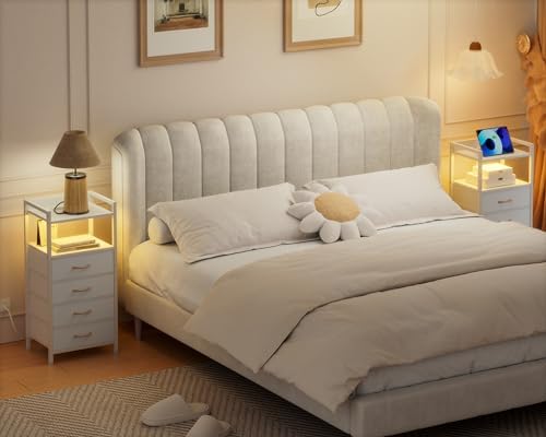 Furnulem White Nightstand with Charging Station,Small Dresser for Bedroom - Image 4