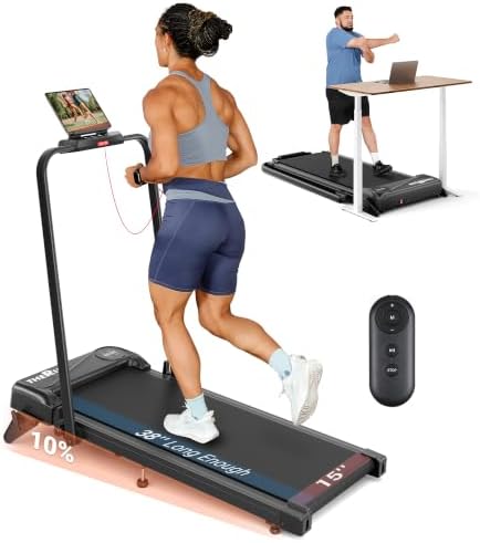 THERUN Walking Pad with Handle Bar, 2 in 1 Under Desk Portable Treadmill by THERUNFITNESS