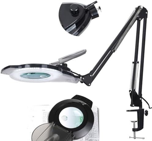 KIRKAS LED Magnifying Lamp with Clamp, 2,200 Lumens Dimmable 28in 12X 30X by KIRKAS