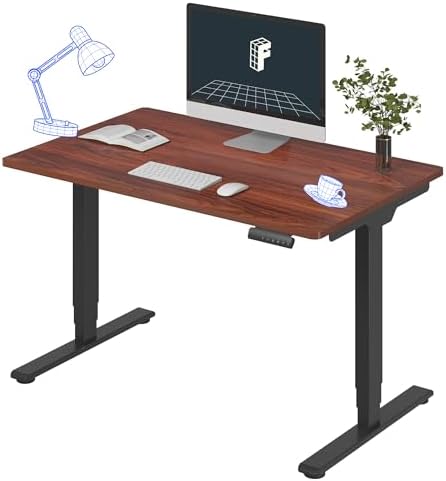 FlexiSpot E6 3-Stage Dual Motor Electric Standing Desk 48 x 30 Sit Stand Up Desk, Holds 220 lbs, Adjustable Height w/ Memory Presets, One-Piece Mahogany Desktop & Black Frame, Ships in 2 Boxes by Unknown