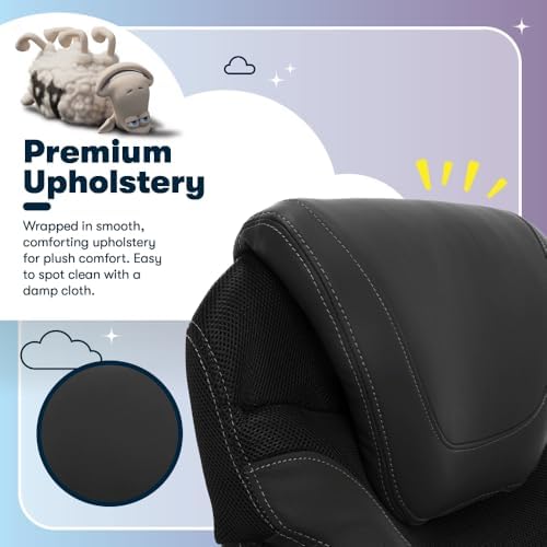 Serta Bryce Executive Office Chair, Ergonomic Computer Desk Chairs with Patented AIR Lumbar Support, Comfy Body Pillows, Height Adjustable, Swivel Base with Wheels, Bonded Leather, Black - Image 5