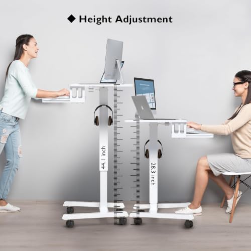 BONTEC Mobile Standing Desk with Keyboard Tray, Mobile Podium on Wheels - Image 3