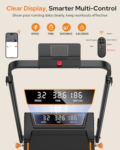 Walking Pad Treadmill with 15% Incline & Dual LED Display, 4 in 1 Walking Pad with Handle Bar, 3.5HP Foldable Under Desk Treadmill, Portable Treadmills for Home 350LBS, 4 Adjustable Incline, RGB Light - Image 6